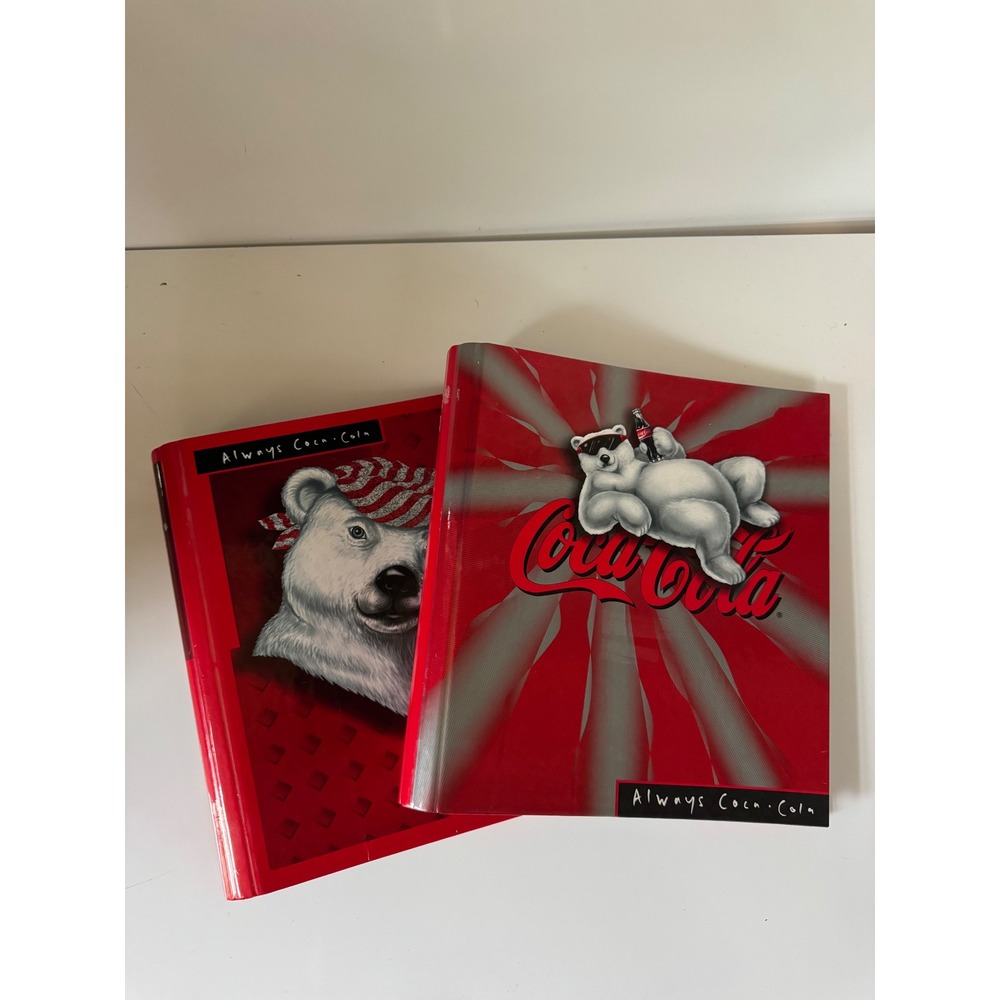 Vintage 1997 Coca-Cola Polar Bear 1.5 Inch Ring Binders Set of 2 Stuart Hall